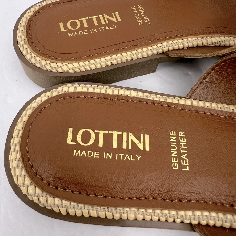 LOTTINI, VACCHETTA MULTI STRAP, BROWN LEATHER FLAT SANDALS, SIZE US 9.5 EU 41